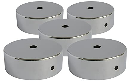 AMARCORDS - 5 Baldachin rosetten aus Metall, Farbe CHROM, Lampengehäuse komplett mit Kabelklemmenzubehör, Schrauben und Deckenhalterung. Durchmesser 77 mm, Höhe 26 mm