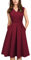 HOMEYEE Damen Vintage 50er Ärmellos Cocktail Retro mit Pocket Flared Kleid A196 (XL, Dunkelrot)