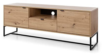 PIASKI Mueble de TV 153 cm Amber, Mueble de televisor, Soporte de TV, Mesa de TV, Mueble con Patas, Estilo escandinavo