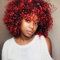 FALAMKA Kurze Rote Perücke Afro Perücke Ombre Rot Locken Perrücke Frauen TäGliche Party Cosplay