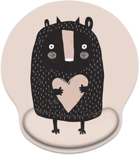 Ergonomisches Mauspad mit Handgelenkstütze, schwarz, Cartoon-Abstraktes Monster, rutschfeste Gummiunterseite, Mauspad für Zuhause, Büro, Gaming, Laptop, einfaches Tippen und Schmerzlinderung