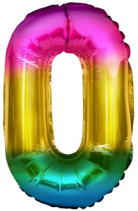 Luftballon Geburtstag Zahl 0 • XXL Riesen Folienballon SET • 101CM + 5M Deko Band • Folienballon 0 • Helium geeignet • Wiederverwendbar • Geburtstagsdeko Jungen Mädchen Zahl Ballon 0