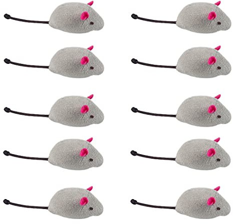 WeddHuis Souris en Peluche, 10 Pièces Peluches Souris Jouets pour Chat Chaton Animaux Domestiques Toys - Gris