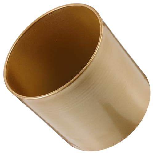 Cabilock Metall Pflanztopf Eisen Blumentopf mit Entwässerungsloch Gebürstete Struktur Rund Dekorativer Übertopf Indoor Outdoor für Wohnzimmer Büro Schreibtisch Gold 18cm