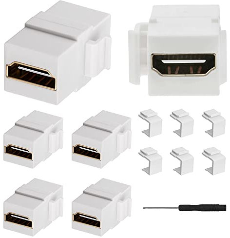 Xiatiaosann Acoplador Keystone hembra a hembra HDMI, conector mini adaptador HDMI Keystone Jack Insert 3D y 4K, con insertos Keystone Jack en blanco, destornillador (blanco, paquete de 13)
