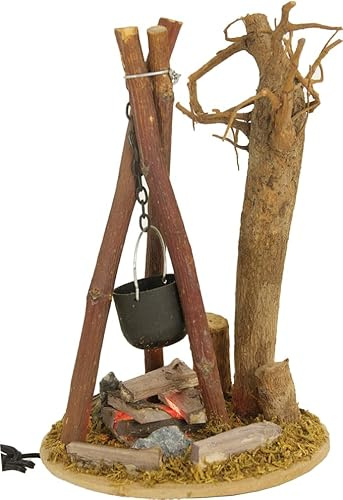 FADEDA Lagerfeuer, LED/Höhe:15 cm/handbemalt/detailgetreue Krippen Figuren - Weihnachten Tisch Dekoration Krippe Zubehör
