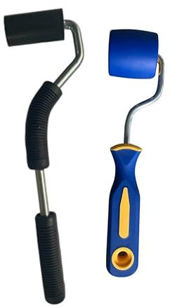 Zimpty ZY379 Heavy-Duty High-Pressure Rubber J-Roller – Curved Handle and Solid Hard Roller Tool for Floor Laminate & Veneer Glue