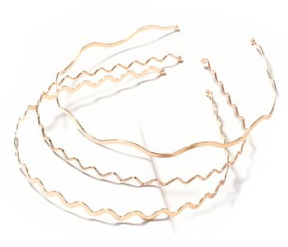 3 Stück Metall Haarband,Damen Welle Haarreifen Haarreif Stirnband,Rutschfestes Stirnbänder Kopfbedeckung Kopfschmuck Haarschmuck für Tägliches Tragen Outdoor Sports Yoga,Gemischtes Roségold
