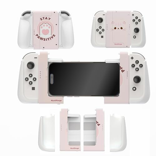 MystiForge Ergonomic Grip and Holder for iPhone/Joycon/iOS, Comfort Stand for Switch/Switch OLED, for Arcade, MFi, PS Remote Play, Xbox Game Pass, Call of Duty, Genshin Impact, 3-in-1 Grip&Stand