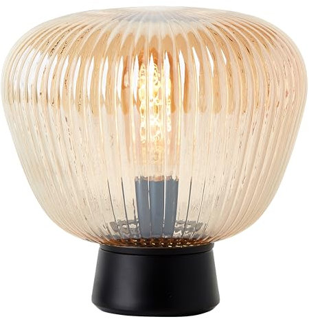 Brilliant Lampe Kaizen Tischleuchte 24,5cm amber-bernstein/schwarz matt Metall/Kunststoff braun 1x A60, E27, 40 W