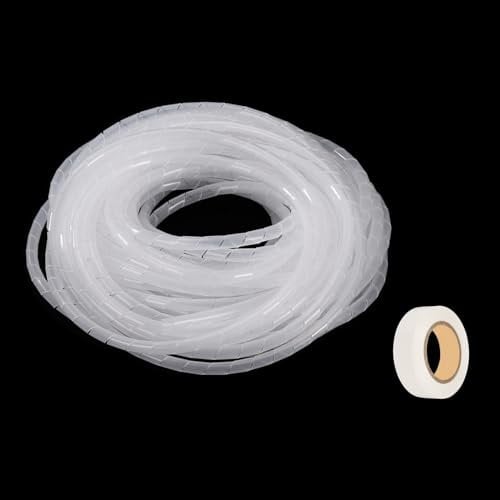 Sourcing Map Spiral Cable Wrap 34.4ft/10.5M 8mm Cable Management Sleeve Cord Organizer Flexible PE White