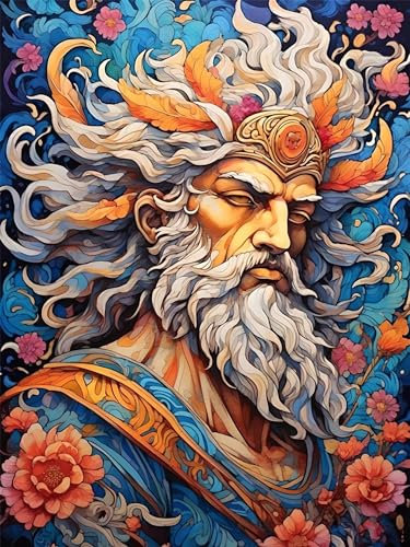 Diamond Painting Zeus, 5D Mann Diamond Painting Erwachsene mit Diamond Painting Zubehör, Volle Bilder Mosaik Kristall Strass Diamant Malerei, Diamant Painting für Zimmer Deko Wohnzimmer 30x40cm B-7