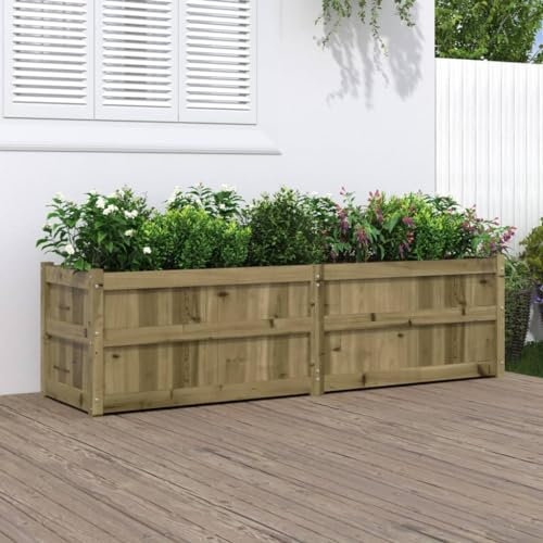 Cosisti Jardineras Exterior Grandes 180x50x50 cm, Macetero Grande, Maceteros de Madera para Plantas, Jardinera de Madera para Jardín Balcón o Terraza Impregnado Natural