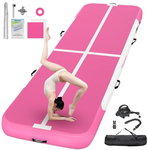 FBSPORT Airtrack Matte, 20cm Hoch Verdicken 3M Tumbling Matte,Gymnastikmatte mit Luftpumpe,Trainingsmatte mit Tragetasche,Turnmatte für Zuhause, Outdoor,Yoga