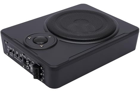 KLOOLIVE Subwoofer auto da 8 '' e amplificatore attivo sotto il sedile sottile 600 W (lega di alluminio)