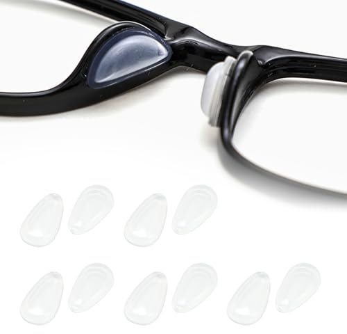 Silicone Glasses Nose Pads, 5Pairs Stick on Non-Slip Nose Pad D Shape Push on Nose Pads, Spectacle Nose Pads Soft Comfortable Eyeglass Ear Hook Sleeve for Glasses Eyeglasses Sunglasses(Transparent)