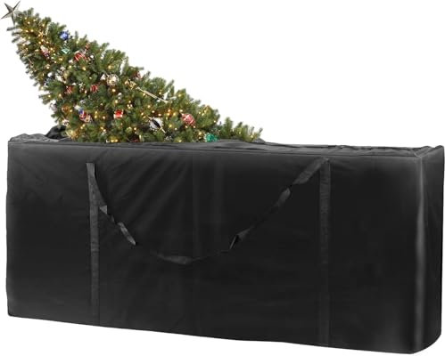 HASUDEI Weihnachtsbaum Aufbewahrungstasche 122CM Weihnachtsbaumtasche 210D Oxford Gewebe Transporttasche mit Tragegriff Transporthülle Weihnachtsbäume Schwarz