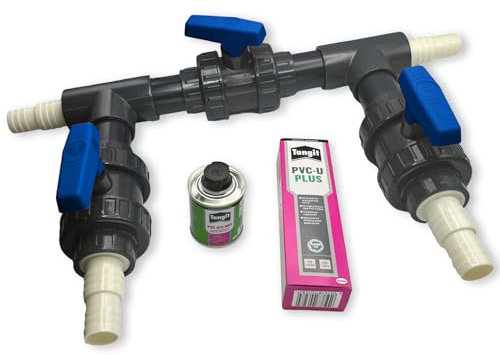STEMAX-Wassertechnik Pool Bypass EXPERT Set 50mm mit 32/38mm ABS Schlauchtüllen für Pool Wärmepumpe Schwimmbad Schwimmbecken Poolheizung Wärmepumpe Solaranlage