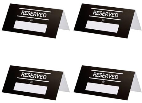PATIKIL 20 Pack Reserved Table Signs, Double Sided Seating Name Cards Tables Tent Blank Card for Wedding Restaurant Party Event Foodservice, Black
