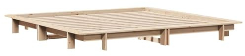 vidaXL Massivholzbett, Bettgestell Bettrahmen mit Lattenrost, Holzbett Bett für Schlafzimmer, Doppelbett, Modernes Design, 160x200cm Kiefer