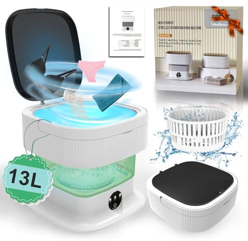 Portable Washing Machine, 14L 2.2kg 2 in1 Foldable Mini Washing Machine Small Washing Machine with Cleaning of Baby Clothes, Socks, Lavadora Portatil Suitable for Apartments, Dorm, Camping, RV, Hotel