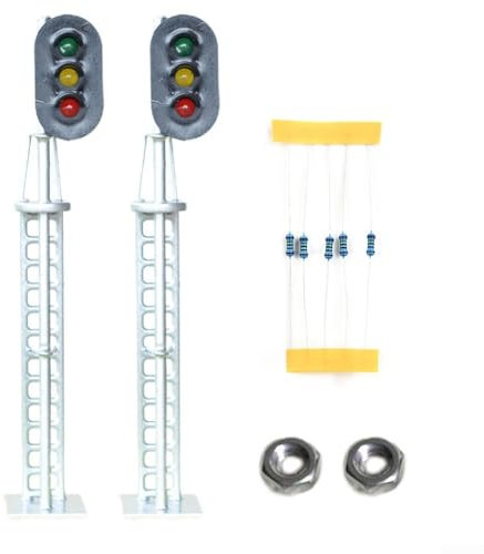 O Scale Model Train Block Signals 3 Aspekte, Eisenbahn LED Licht, Silber