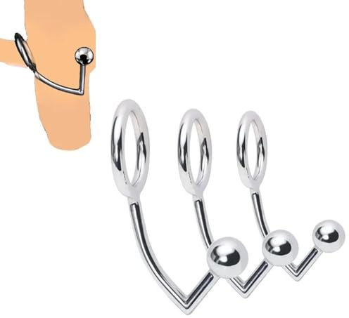 JXszxbt Edelstahl Analplug Anal Hook Anal Haken mit Penisring Hodenring Ball Stretcher Hodenstrecker SM Butt Plug Prostata Massager Asslock Sex Toy Analkugeln Analhaken Sexspielzeug Für Männer(45mm)