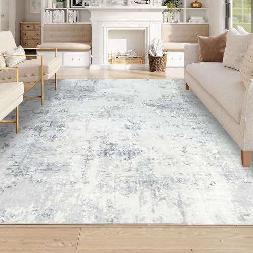 Homcomodar Tappeto Grigio Salotto 160x230cm Morbido Tappeto Scendiletto Camera da Letto Tappeti Lavabili per Salotto Cameretta Bambino Ufficio