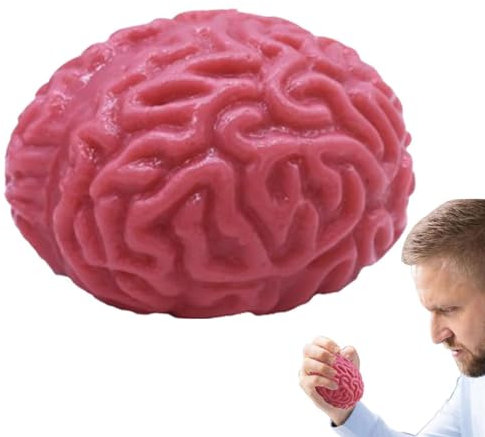 Gehirn-Quetschbälle – Halloween-Gehirnspielzeug | Langsam zurückprallende Stressbälle, realistische gefälschte Organe, blutige, gruselige weiche Gelbälle, weicher, klebender Gehirn-Halloween