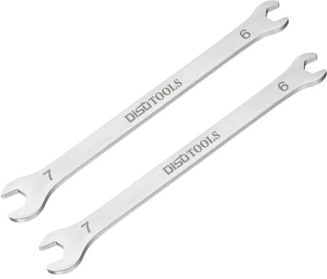 sourcing map 2pcs Thin Open End Wrench 6mm x 7mm Metric Sandblasting Plated 3cr13 Stainless Steel, Double Ended Slim Spanner for Household Maintenance and General Repairs