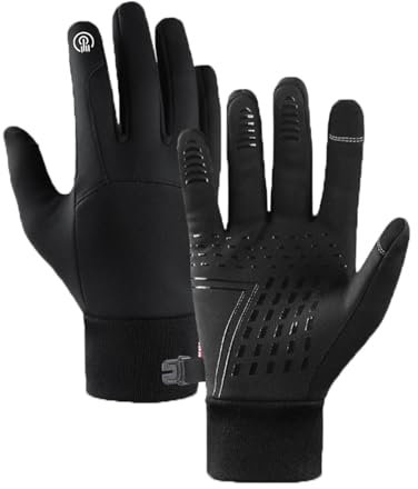 Generisch Thermo Slim Handschuhe, Touchtherm Handschuhe, Unisex-Winterhandschuhe Mit Touchscreen Warm Wasserdicht (Schwarz, L)