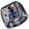 U7 Ring Personalisiert Quadrat Siegelring mit Fotogravur Männer Ring mit Foto Vintage Ringe Gravur Herren Statement Ring Men Fotoringe Edelstahl Bandring Memorial Fingerring Modeschmuck für Bruder