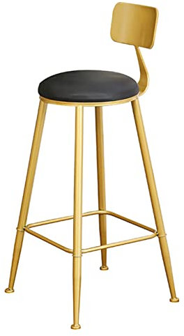 Bar Chair Barhocker aus goldenem Metall mit schwarzem Kunstlederbezug, Kneipenstuhl für Kücheninsel, 18/26/30 Zoll Höhe, für Balkon, Esszimmer, Café Bar Stool