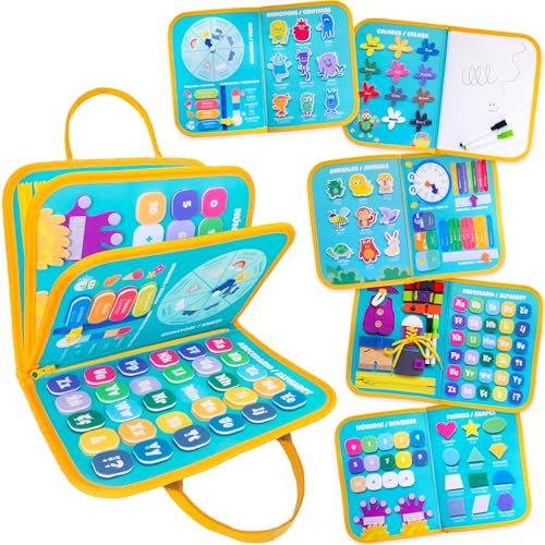 Monster Busy Board Montessori 1 año de Fieltro con Doble Velcro 10 en 1 |Juguetes Educativos Motricidad Fina|Psicomoticidad Infantil|Quiet Book español|Busy Book| Regalos Originales Bebes 1 año