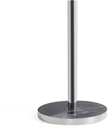 Assorted Collections Kitchen Roll Holder – Chrome Paper Towel Holder with Black Marble Base – Free Standing Metal Kitchen Roll Stand for Standard Rolls – Modern Kitchen Accessories