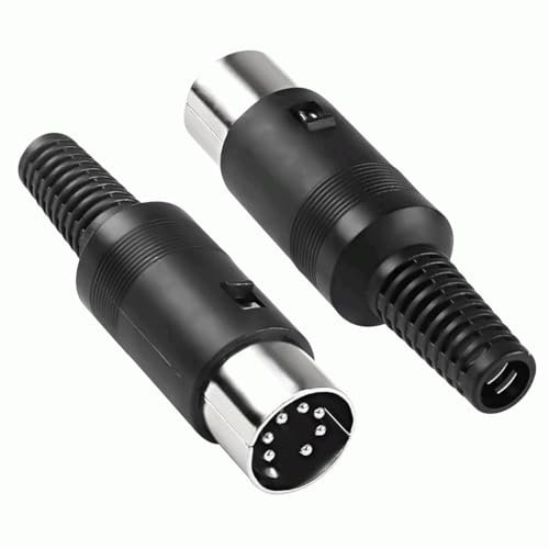 TECHZOCO Conector Audio DIN 7 Pines, Conector Midi 7 Pin, Adaptador Macho DIN de 7 Pines, Compatible con Bang & Olufsen B&O, PowerLink, BeoLab 3, Ordenador, Sonido, Negro, 1 Unidad
