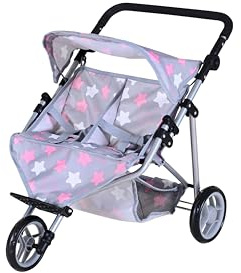 Knorrtoys 16744 - Zwillingspuppenwagen Duo - Star Grey pink, 25x18x21 in, 64x48x55 cm