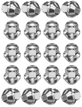 RUIZHI 20 pcs Alloy Wheel Nuts - M12x1.5 | 19mm Hex with Taper Washer - High-Strength Lug Nuts Compatible with Ford F-150/Escort, Ford Fiesta Focus Fusion, for Lincoln (Set)