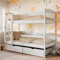 Kids Collective Hochbett Kinder, Etagenbett, Kinderbett | Massives Kiefernholz, 2 Schubladen, sicher & funktional | Größen: 80x180, 90x190, 90x200 cm | 90x190 cm von 4. bis 18. Lebensjahr | Weiß