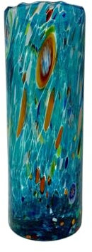 MurArt Jarrón de Murano de 24 cm de altura, colección Tower de vidrio soplado a mano de elaboración artesanal Made in Italy (aguamarina, florero)