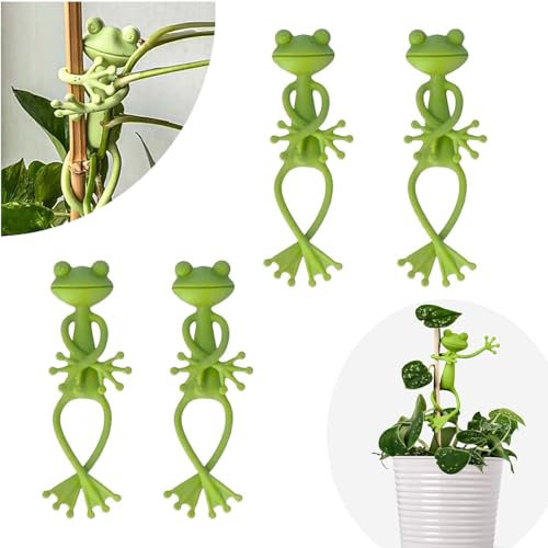 Juego de 4 Soportes para Plantas en Forma de Rana, Clips para Plantas Trepadoras y Suculentas, Soporte Decorativo para Macetas, Accesorio de Jardinería para Interior y Exterior