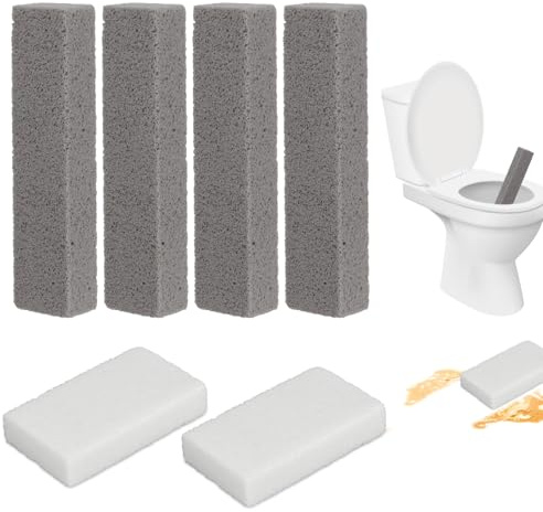 Lot de 6 nettoyants pour toilettes en pierre ponce | Pierre ponce naturelle pour nettoyer les toilettes, lavabos, baignoires, barbecues (4 grises + 2 blanches)