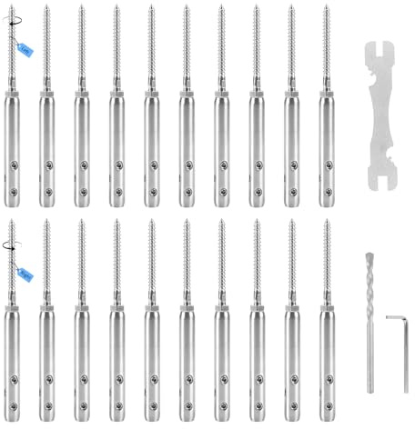 SUPAWAY 10x Kabelspanner T316 Edelstahl Drahtspanner Set für 3-4 mm Draht | Kabel Spanner Installation Robuster zum Schrauben für Zaunspanner, Geländer- 10 x Rechtsgewinde & 10 x Linksgewinde