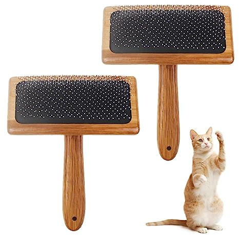 2PCS Comb Bamboo Air Cushion Fur Rugs, Wool Carders, Wool Carding Comb, Hand Carders forWool, Needle Felting Wools Carder Brush Pillows for Wools Coat Felt Rug Tassel Dog Hair