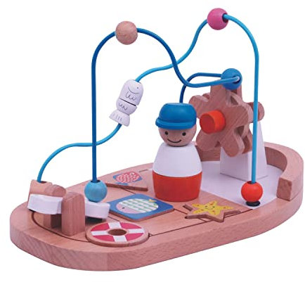 EverEarth Fischer Motorikschleife aus nachhaltigem Holz – Lernspielzeug zur Förderung von Motorik und Hand-Augen-Koordination – Umweltfreundliches Design für Kinder – EE33765