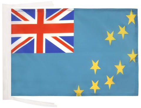 AZ FLAG - Tuvalu Flag - 18'' x 12'' - 100% Polyester Tuvaluan Small Banner with Two Cords - Fade Resistant - Vivid Colors - 18x12 in - 45x30 Cm