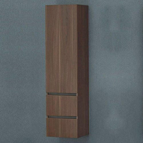 KZOAO Paris Schrank für die Wohnung und fürs Bad 155 cm kernahorn/nussbaum, freistehender Hochschrank mit Fächern und Tür Anschlag:Links, Holzfarbe:C020 Nussbaum dunkel Dekor