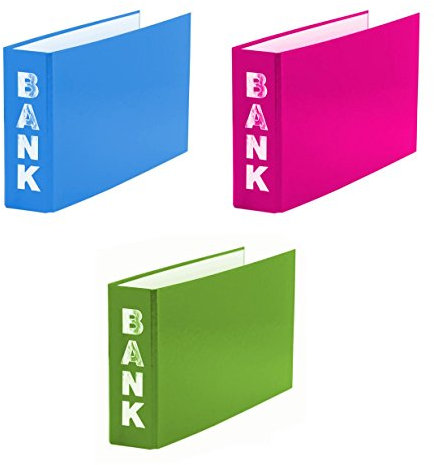 3x Bankordner / 140x250mm / für Kontoauszüge / je 1x hellgrün, hellblau, pink