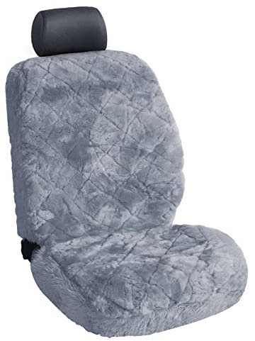eSituro praktisch Lammfellbezug Sitzbezug Sitzbezüge für Auto aus echtem Lammfell Silber
