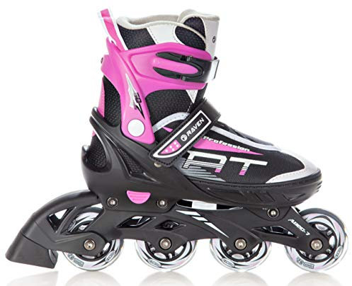 Raven Profession Inlineskates Inliner für Kinder und Erwachsene OPTIONAL 2in1 mit Schlittschuhen verstellbar Black/Pink 38-42 (25cm-27,5cm)